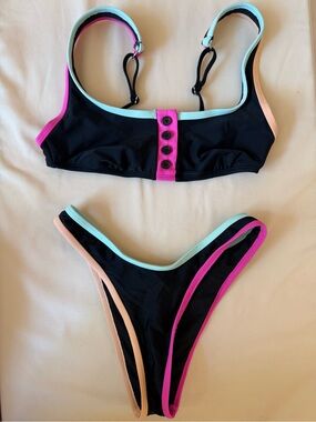 Hula Honey Black Bikini with Mint Trim